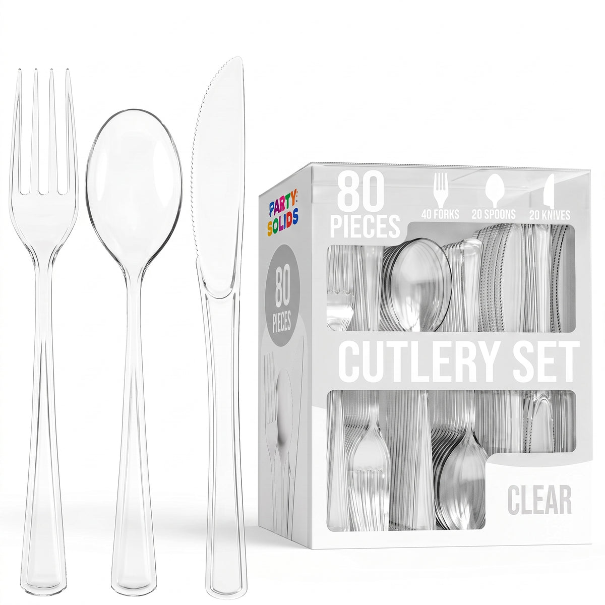Heavy Duty Clear Cutlery Combo | 7.5 in. | 80 Count