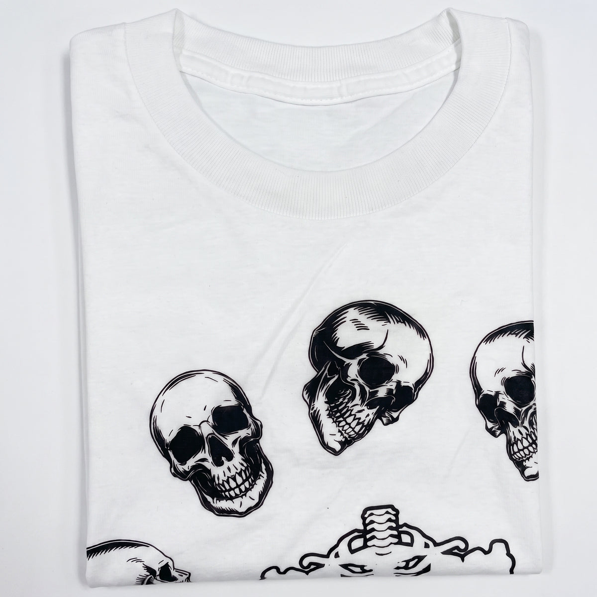Halloween Skeleton Head Crop Top T-Shirt - Adult L