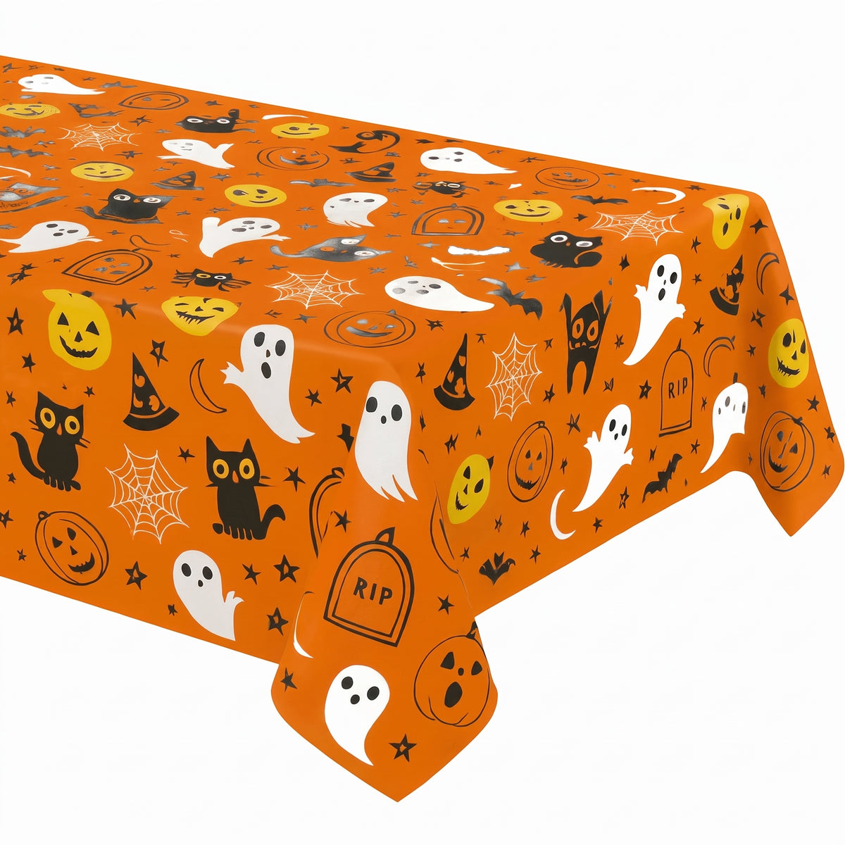 Spooky Friends Flannel Back Halloween Table Cover