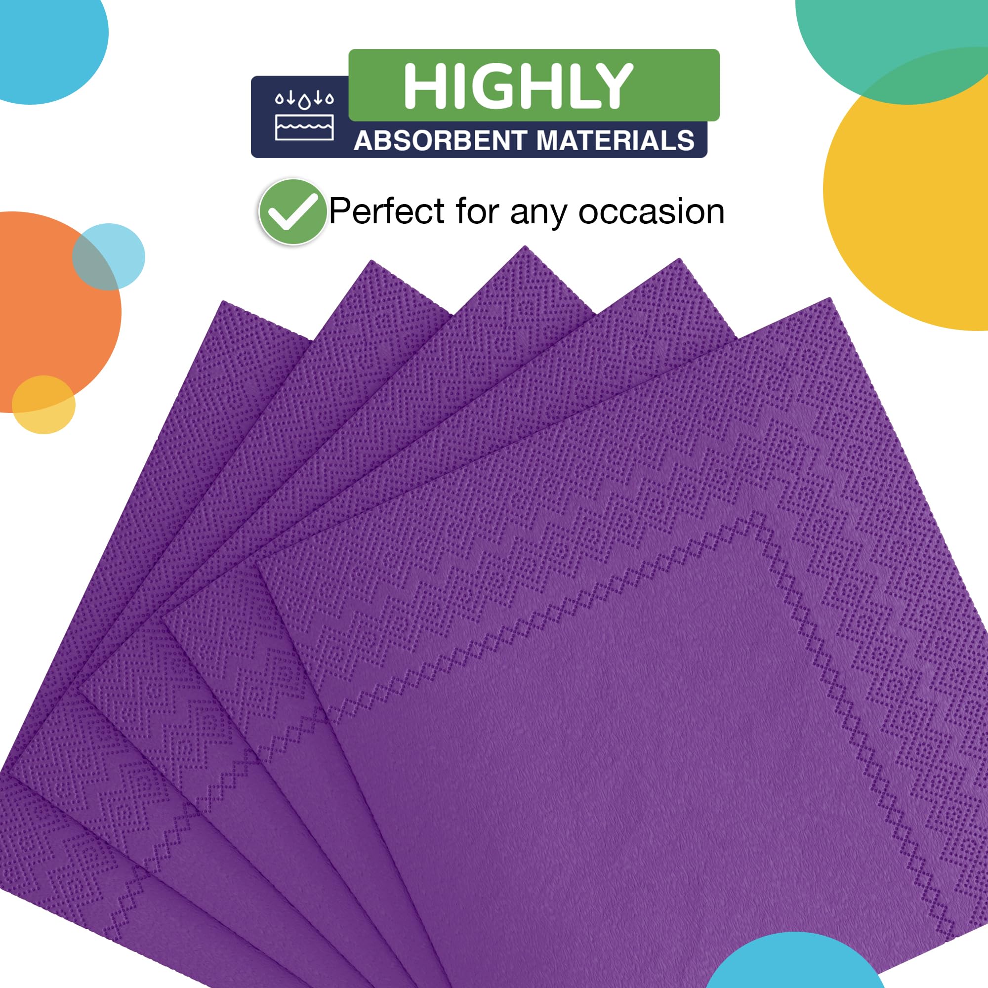 Purple Beverage Napkins | 100 Count