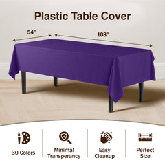 Purple Plastic Table Covers | 6 Pack