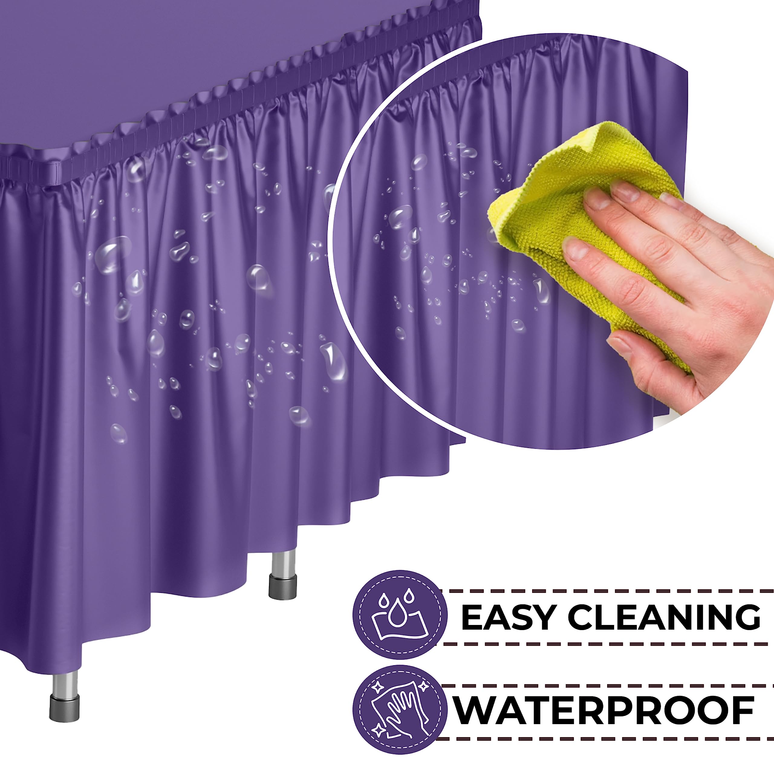 Purple Plastic Table Skirt | 6 Pack