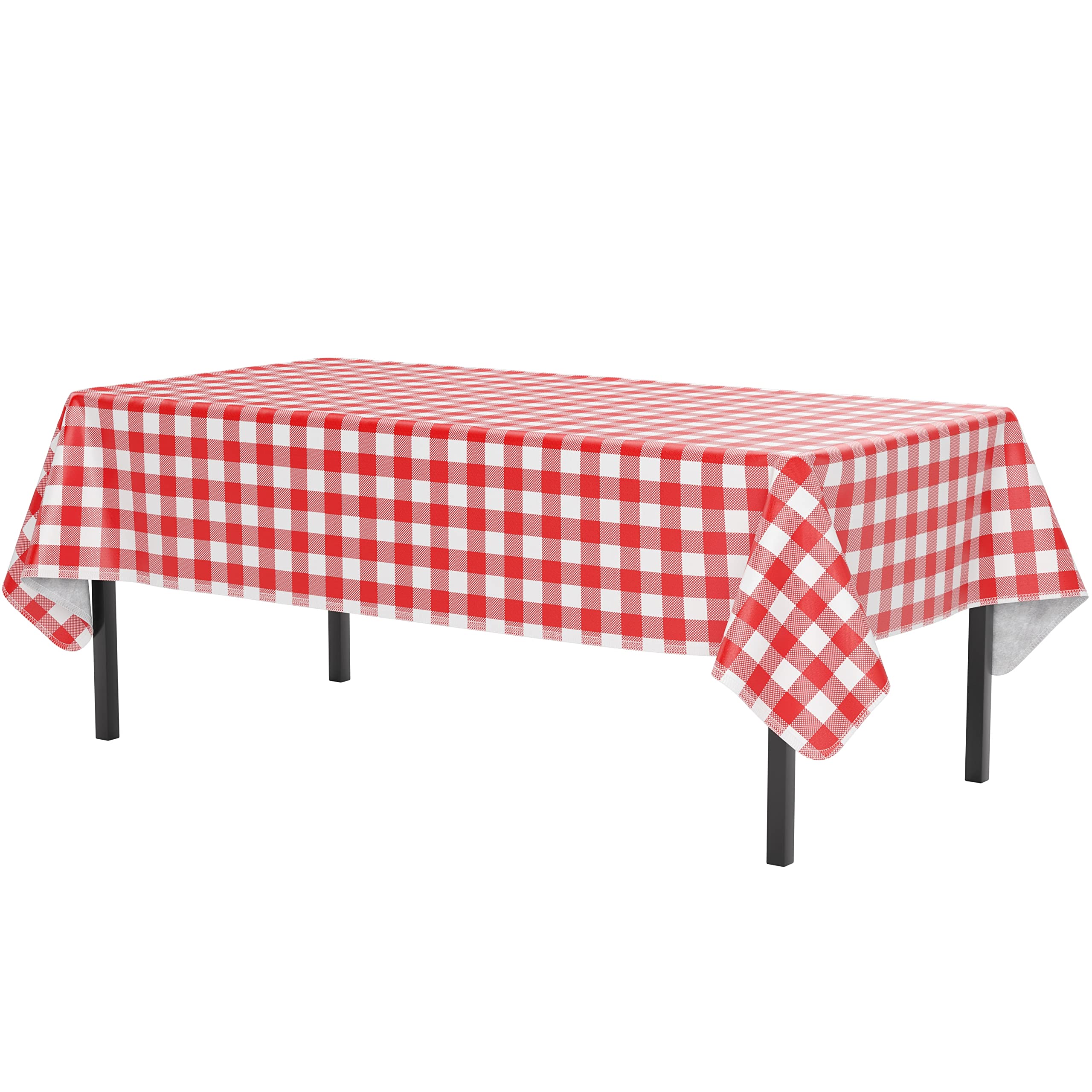 Red Gingham Flannel Backed Plastic Table Cover 54 In. x 70 In. | Case of 24