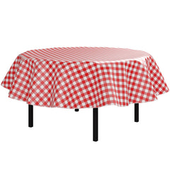 Red Gingham Flannel Backed Plastic Table Cover 70 In. Round | Case of 24