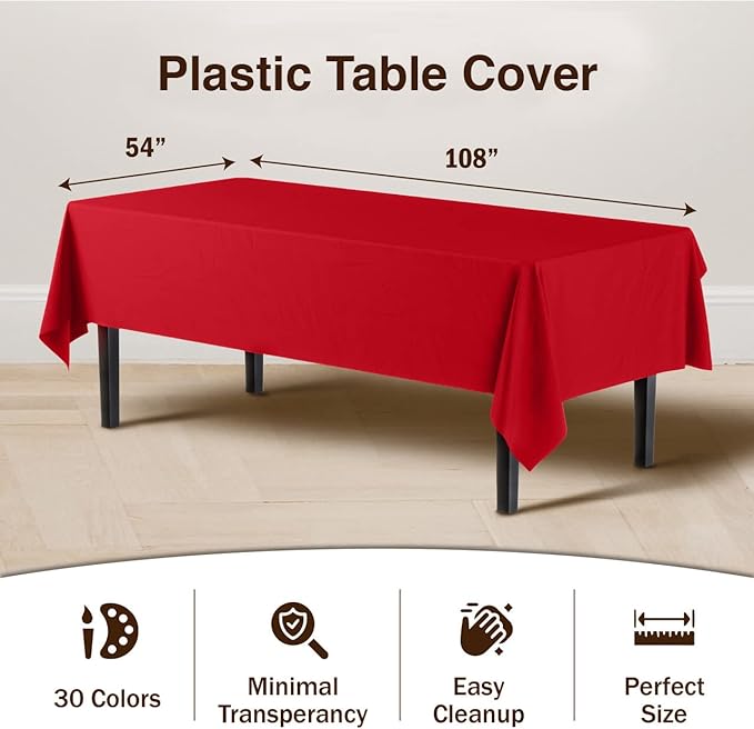 Red Plastic Table Cover | Case of 48