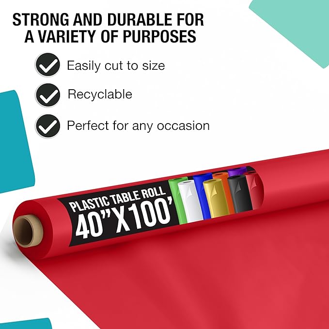 40 In. x 100 Ft. Red Table Roll