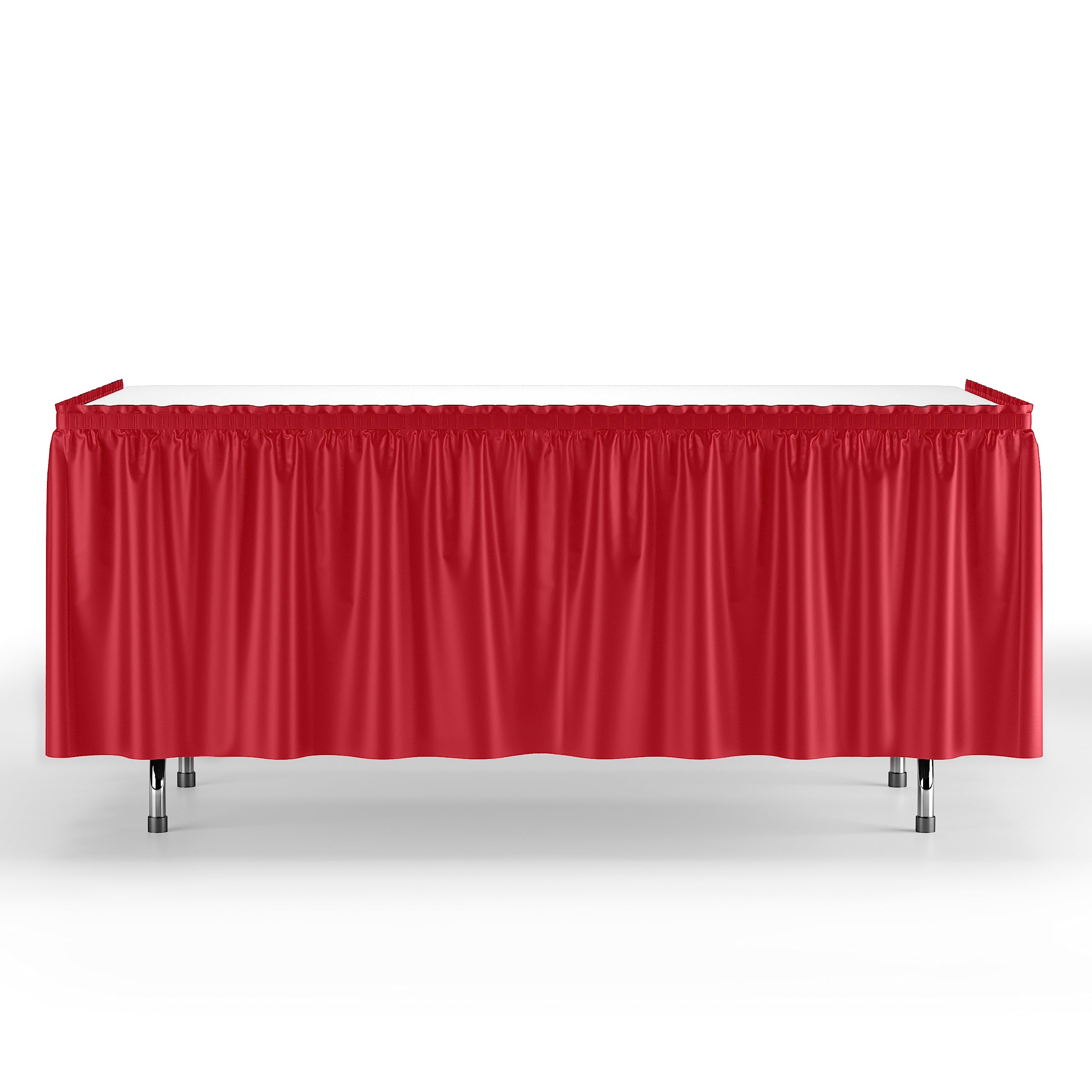 Red Plastic Table Skirt | 6 Pack