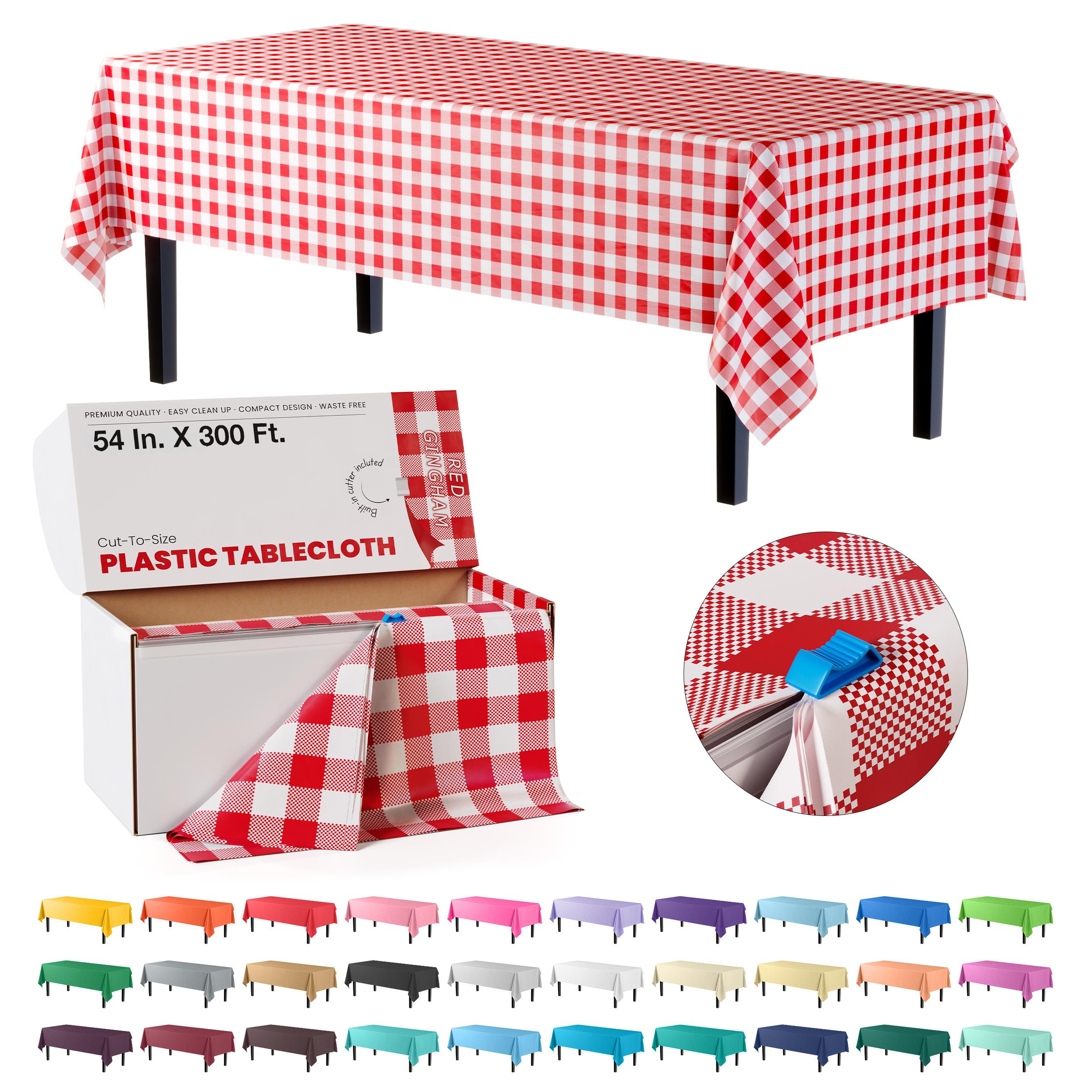 54 In. x 300 Ft. Cut to Size Table Cover | Red Gingham