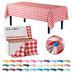 54 In. x 300 Ft. Cut to Size Table Cover | Red Gingham