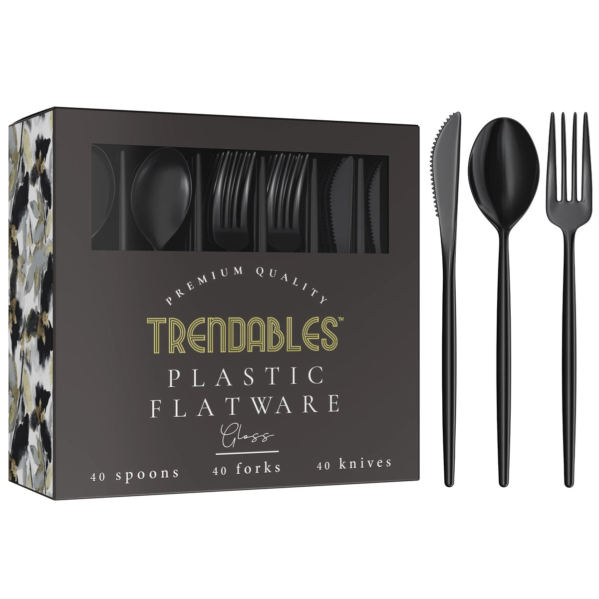 Trendables Gloss Black Cutlery Combo - 120 Ct.