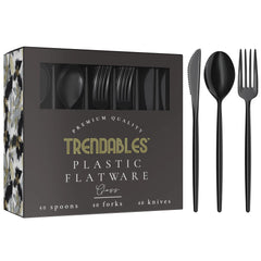 Trendables Gloss Black Cutlery Combo - 120 Ct.