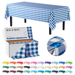 54 in. x 100 Ft. Cut to Size Plastic Table Cover | Blue Gingham
