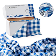 54 In. x 300 Ft. Cut to Size Table Cover | Blue Gingham