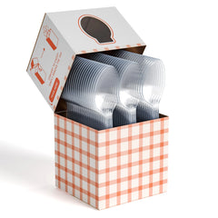 100 Clear Spoons + Caddy, Gingham