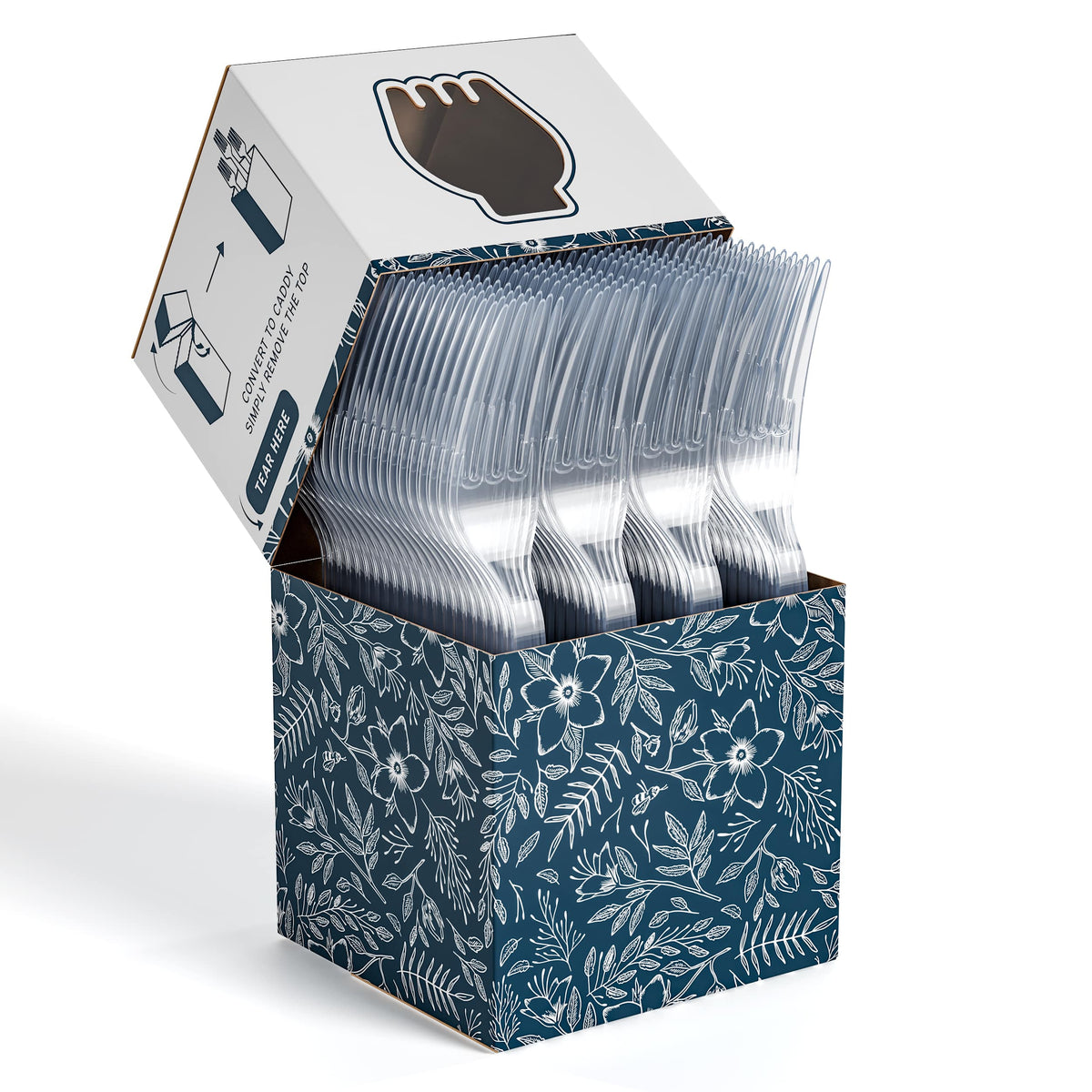 100 Clear Forks + Caddy, Floral