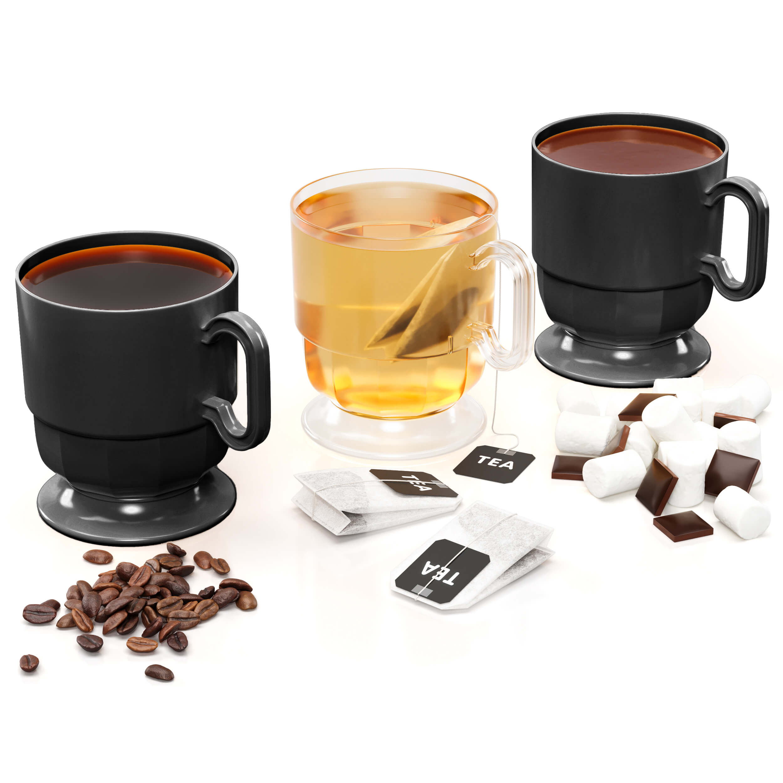 5 Oz. Black Mini Espresso Mugs W/ Handle | 8 Count