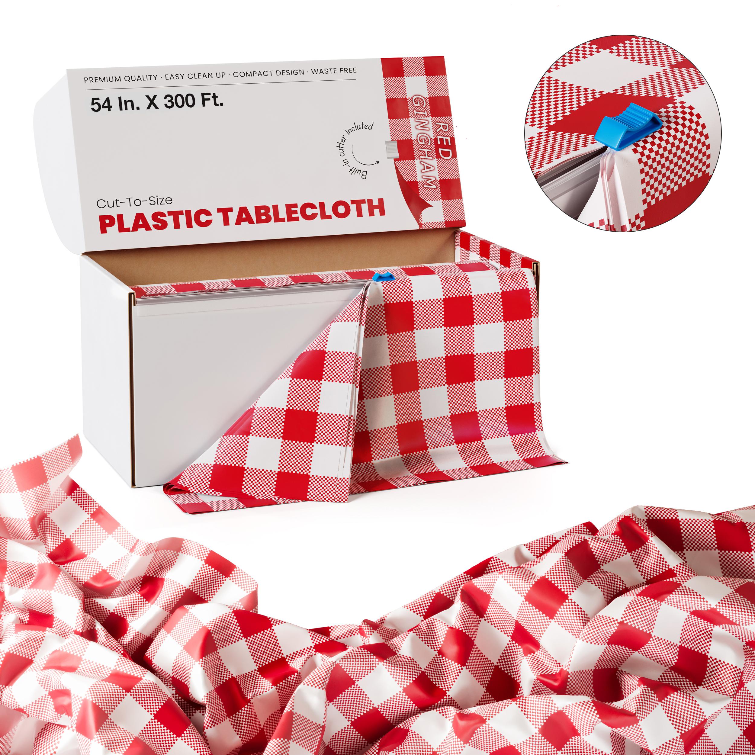 54 In. x 300 Ft. Cut to Size Table Cover | Red Gingham