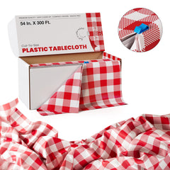 54 In. x 300 Ft. Cut to Size Table Cover | Red Gingham