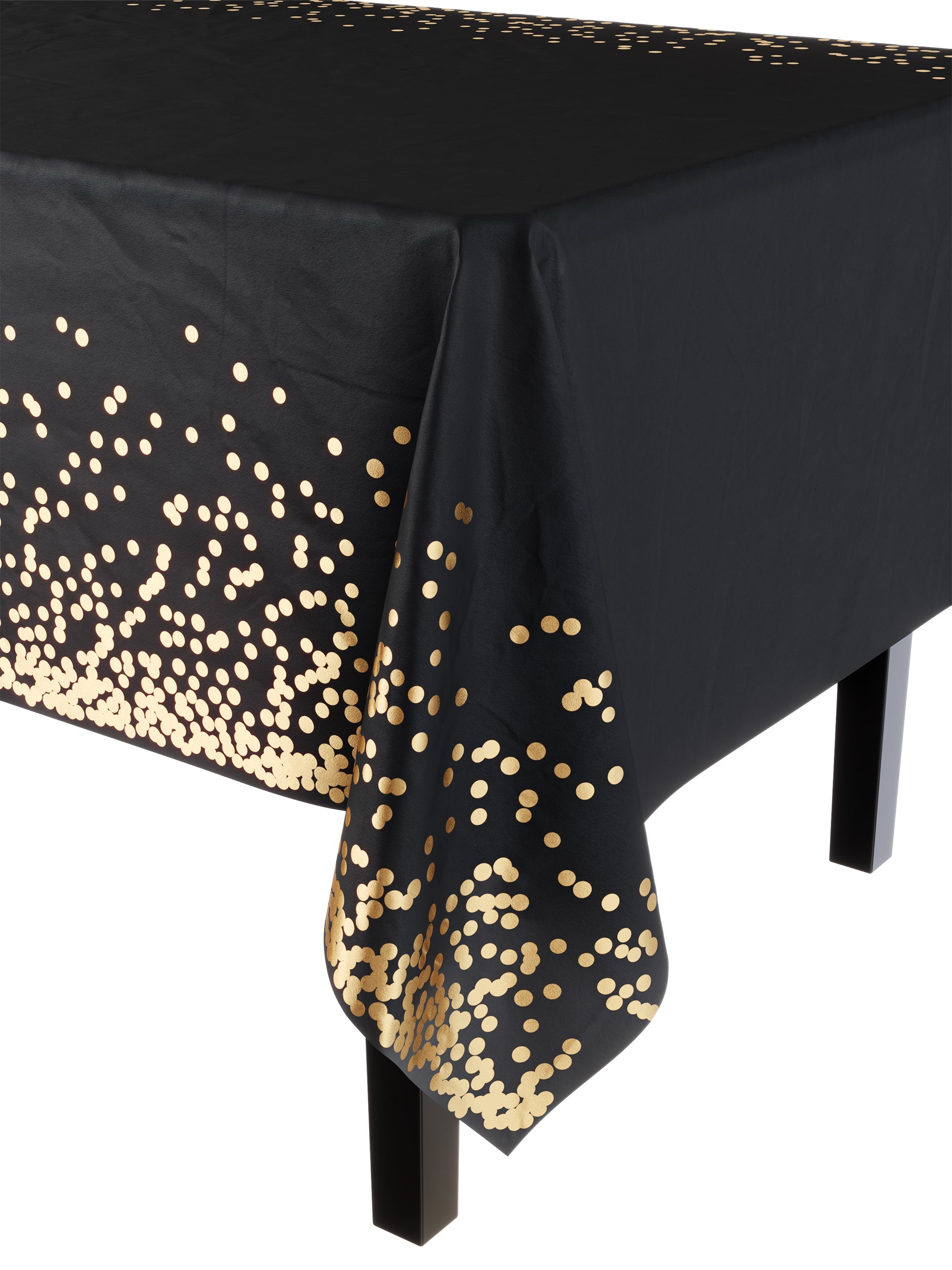 Printed Plastic Table Cover Black/Gold | Case of 48