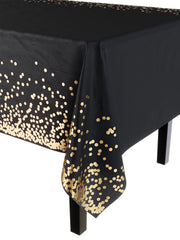 Printed Plastic Table Cover Black/Gold | Case of 48