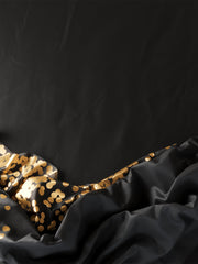 Printed Plastic Table Cover Black/Gold | Case of 48