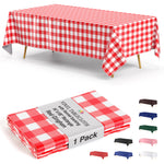 Red Gingham Flannel Backed Plastic Table Cover  | 54 in. x 108 in.