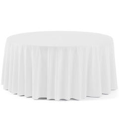120 In. Premium Round White Plastic Table Covers | 12 Count