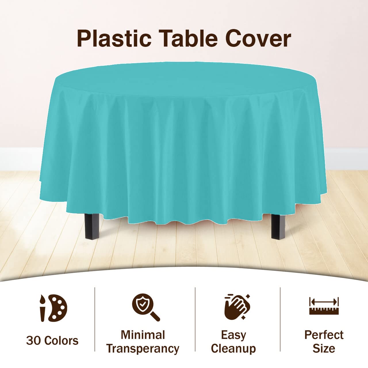 Premium Round Aqua Blue Table Covers | 6 Pack