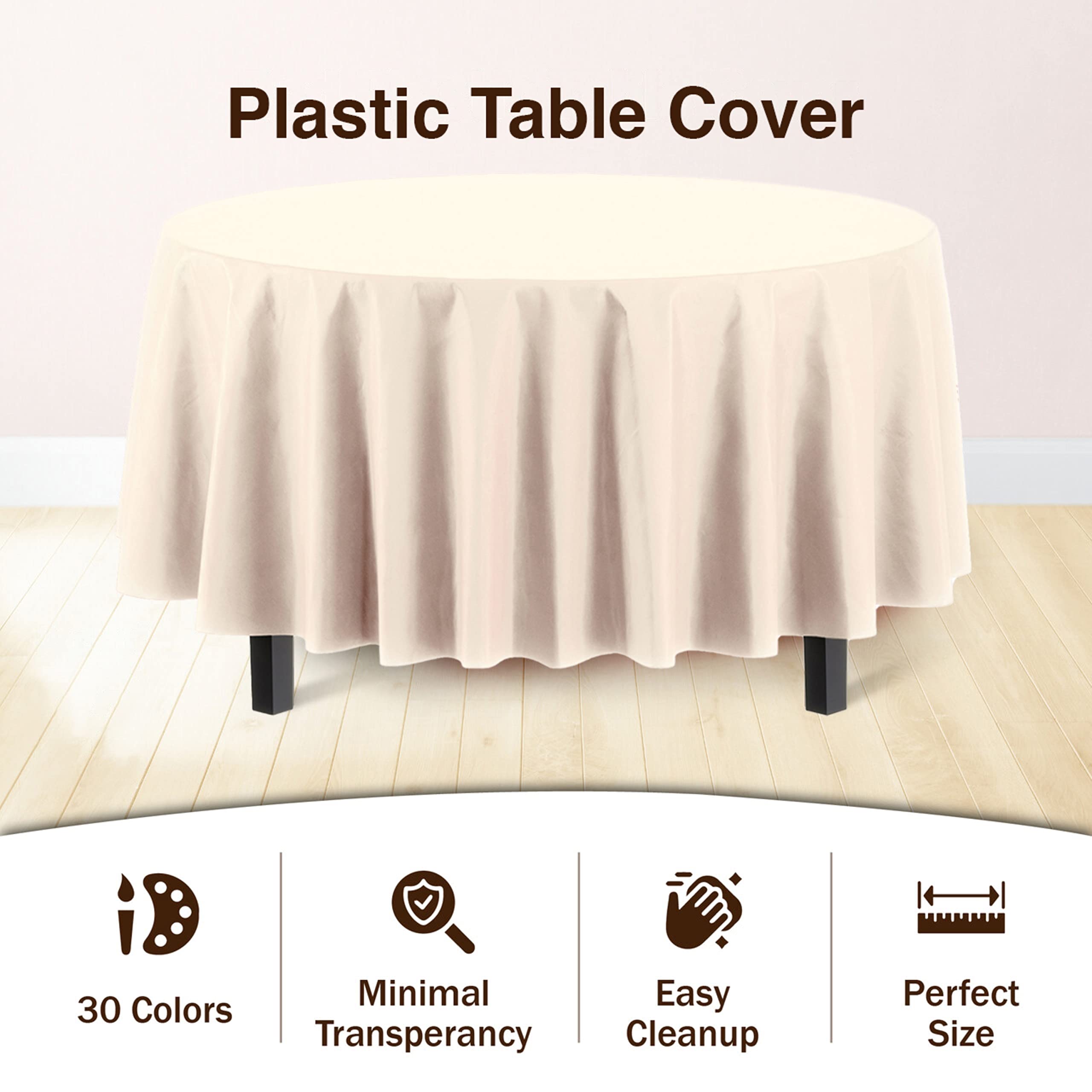 Round Ivory Table Covers | 6 Pack