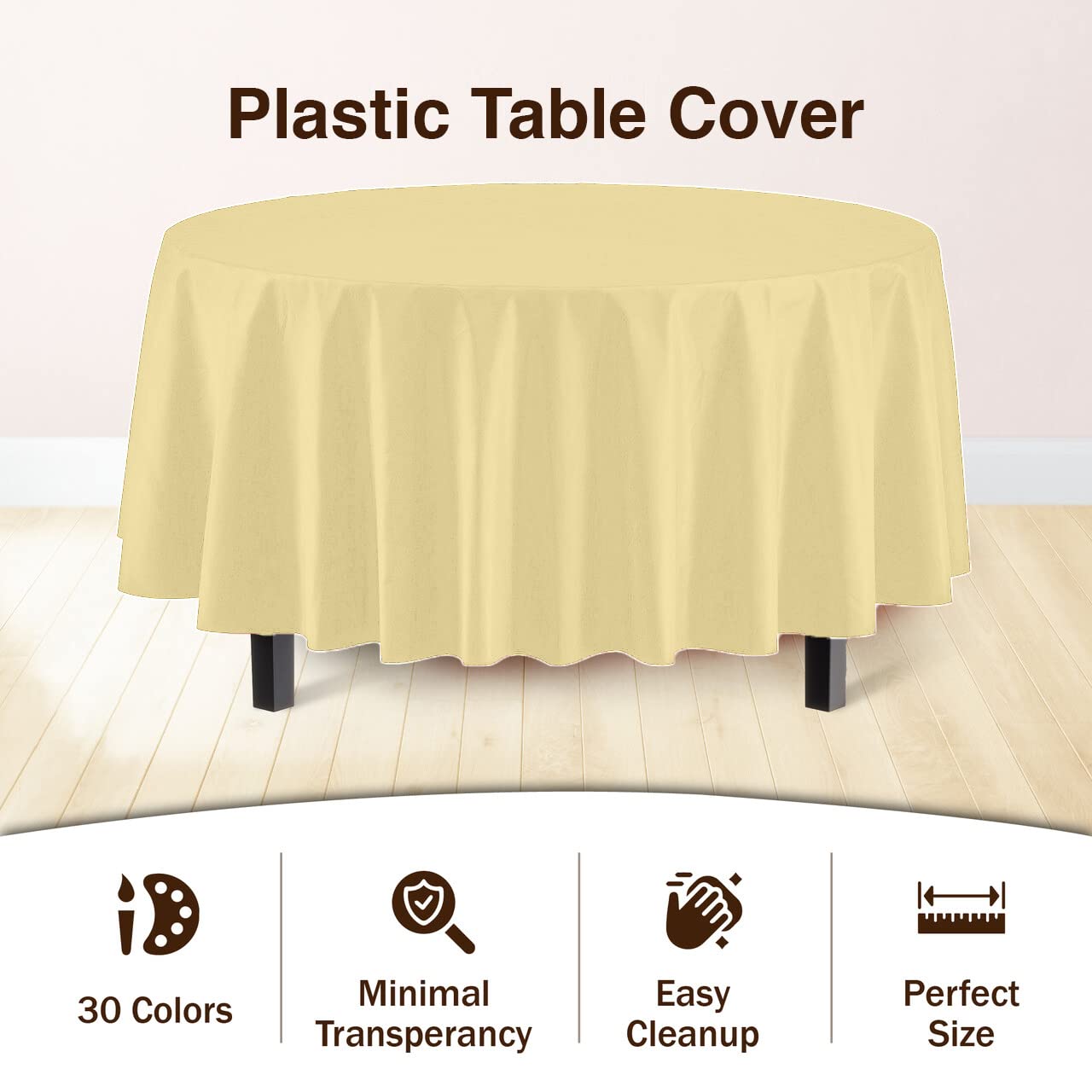 Round Light Yellow Plastic Table Cover | Case of 48