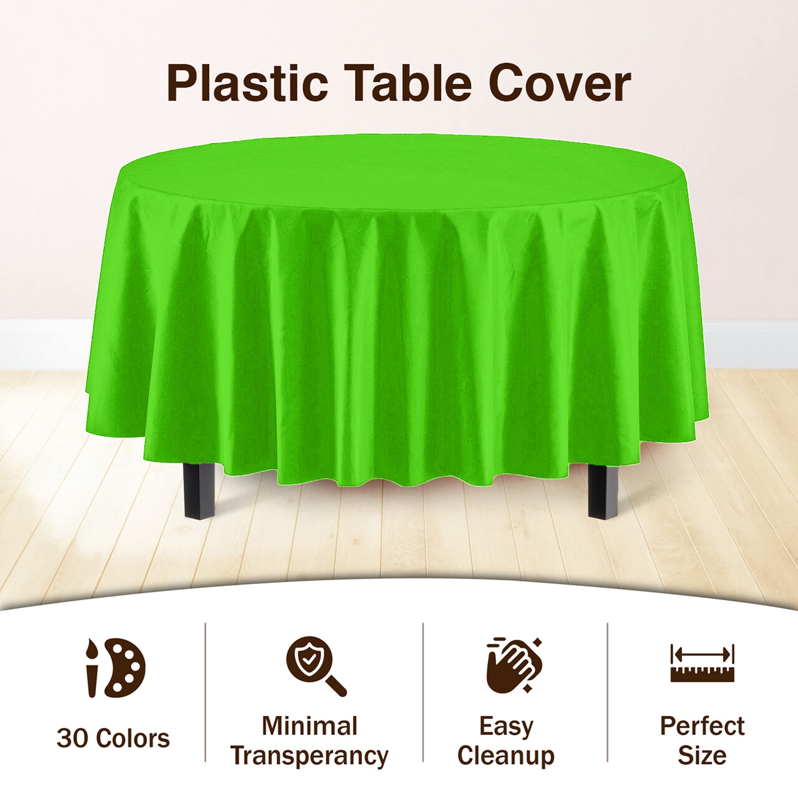 Premium Round Lime Green Table Covers | 6 Pack