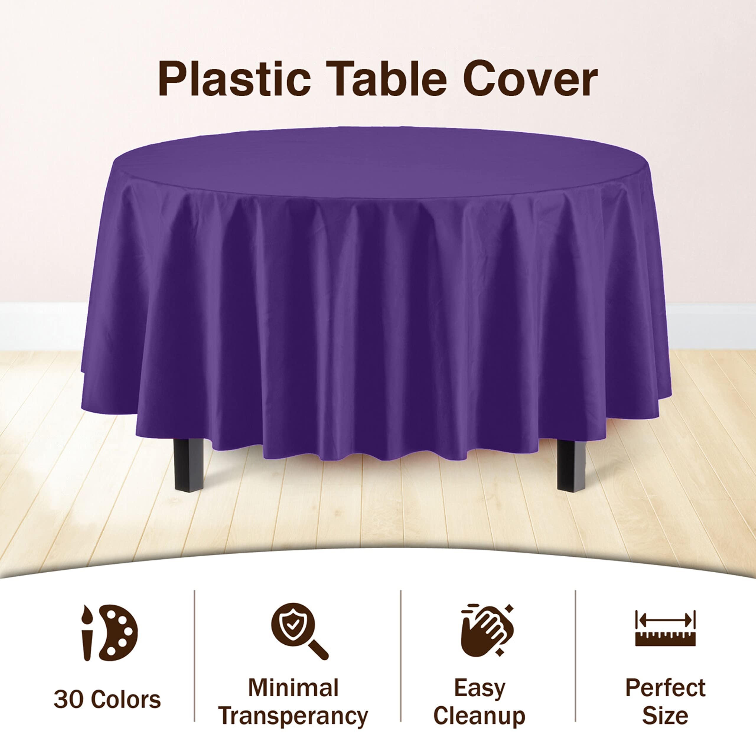 Round Purple Table Covers | 12 Pack