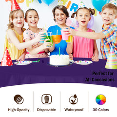 Premium Round Purple Plastic Table Cover | Case of 96