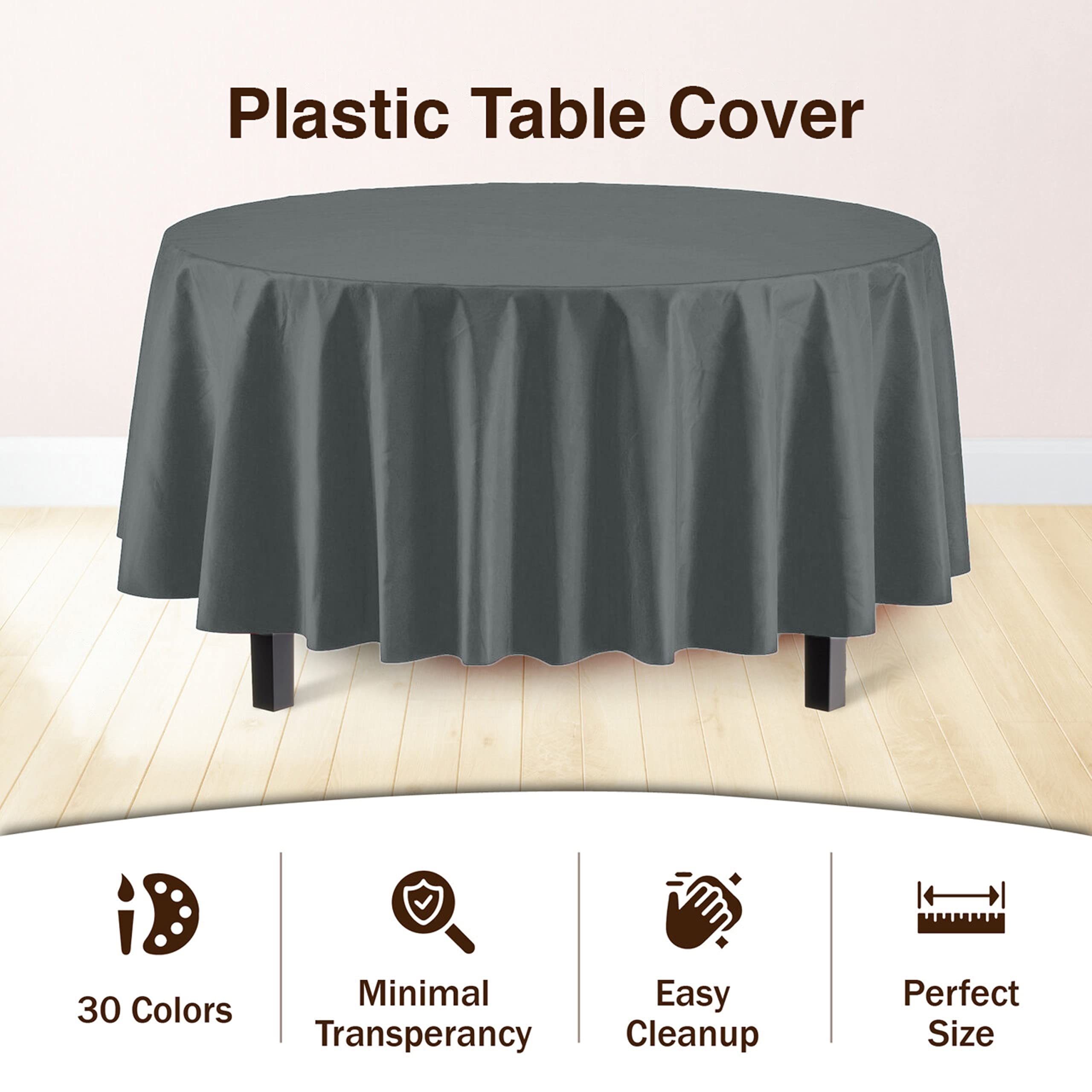 Premium Round Silver Table Covers | 12 Pack