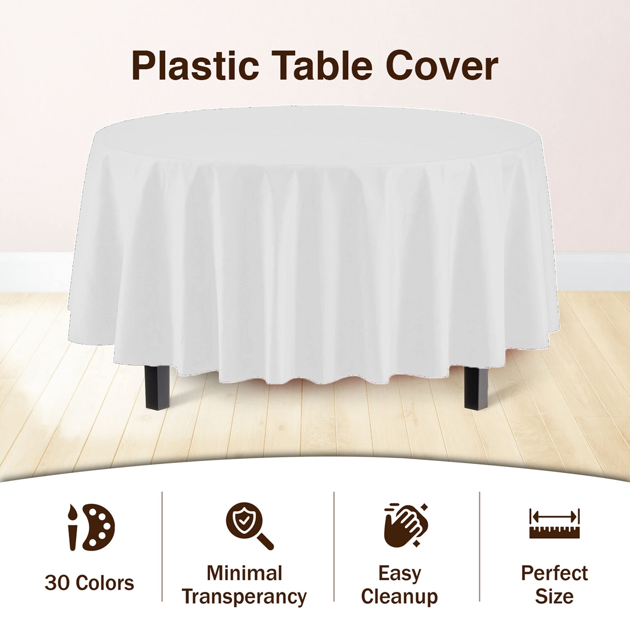 Round White Table Covers | 12 Pack