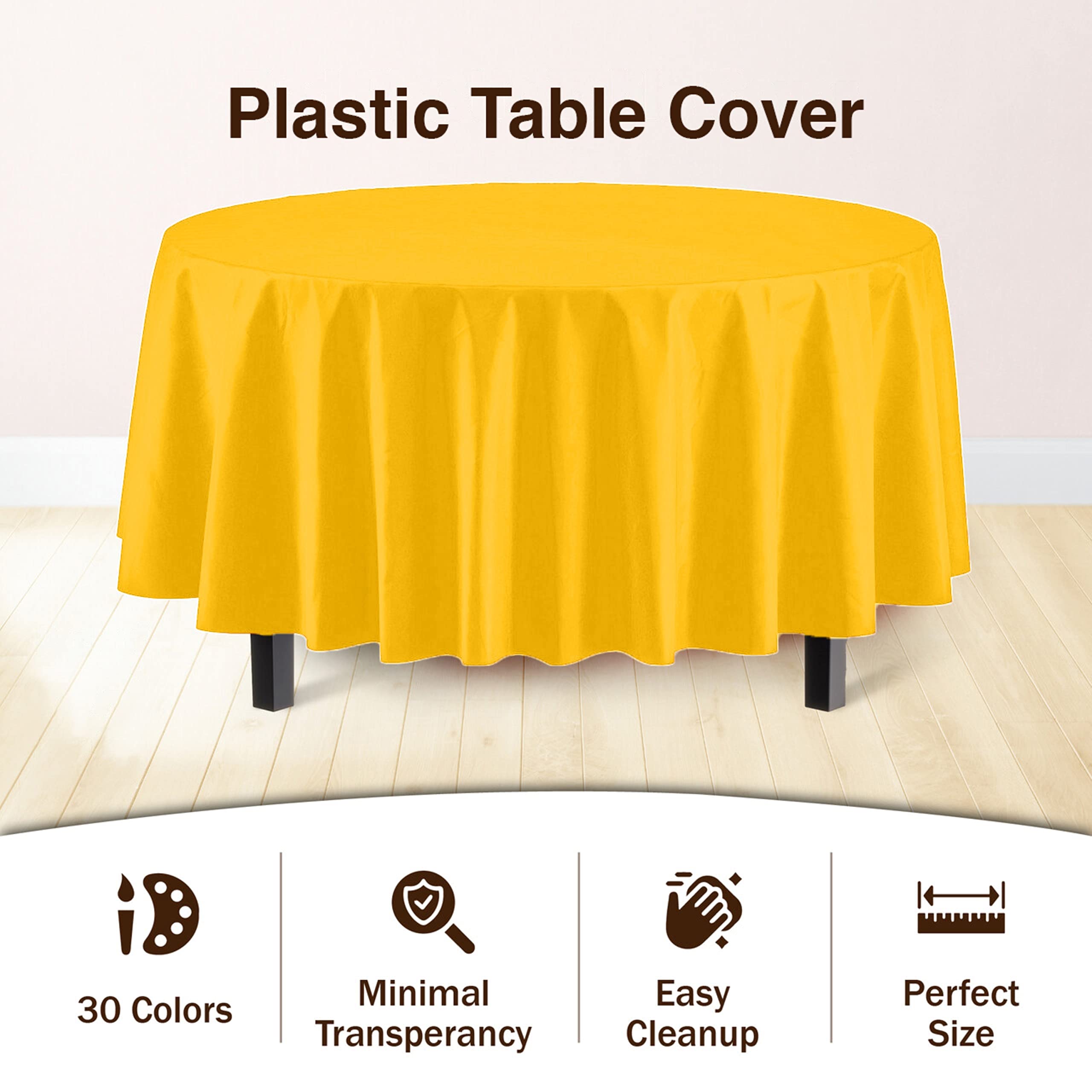 Round Yellow Table Covers | 6 Pack