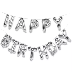 16' Happy Birthday Silver Letter Balloon