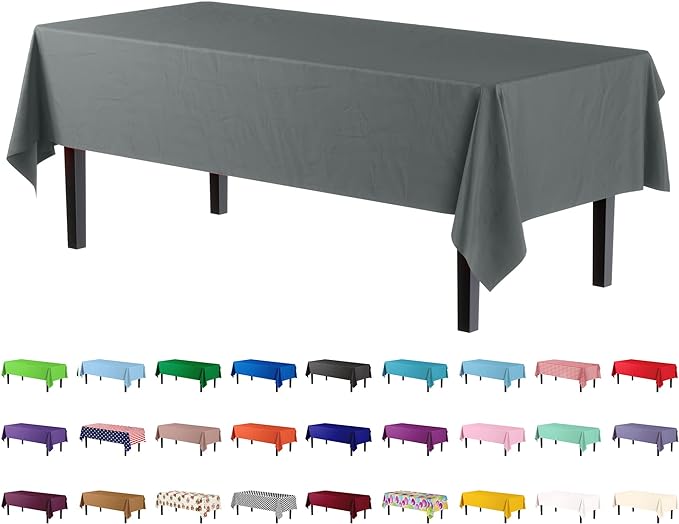 Premium Silver Plastic Table Cover | Case of 96