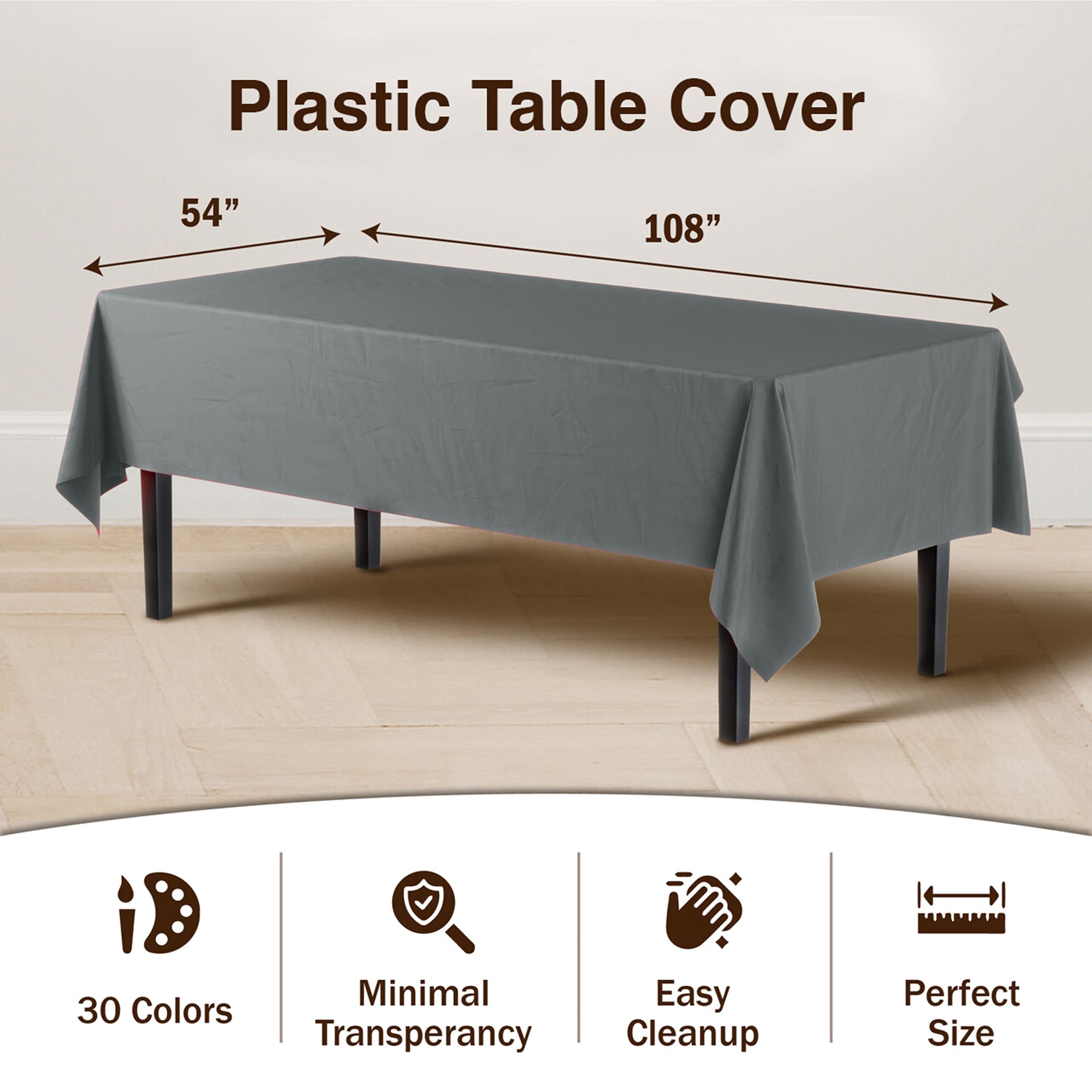 Silver Plastic Table Covers | 12 Pack