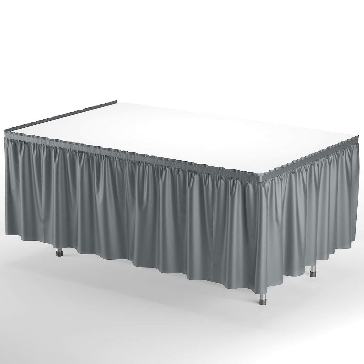 Silver Plastic Table Skirt | 6 Pack