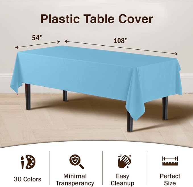 Premium Sky Blue Table Covers | 6 Pack