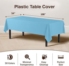 Sky Blue Plastic Table Covers | 12 Pack