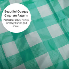 Teal Gingham Plastic Table Covers | 12 Pack