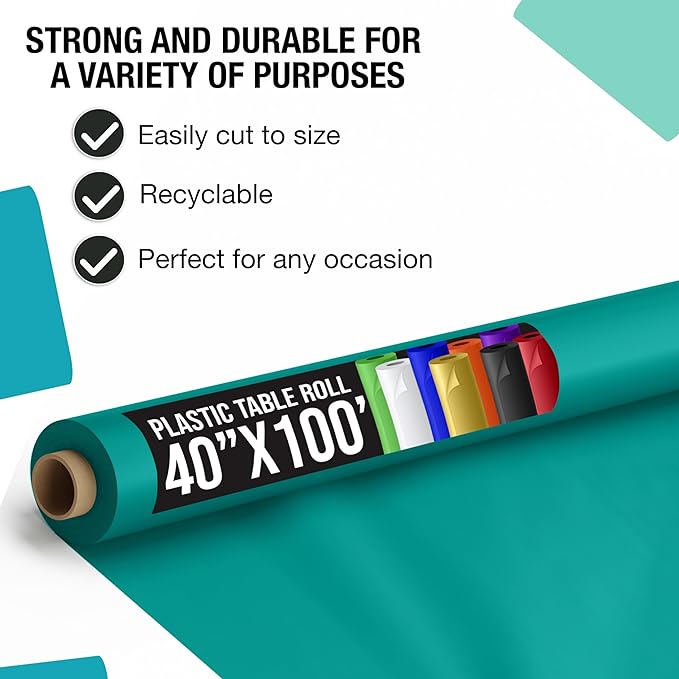 Unleashed - 40 In. x 100 Ft. Teal Table Roll