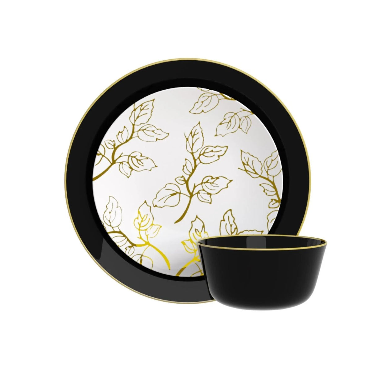 Disposable Black And Matiz Dinnerware Set