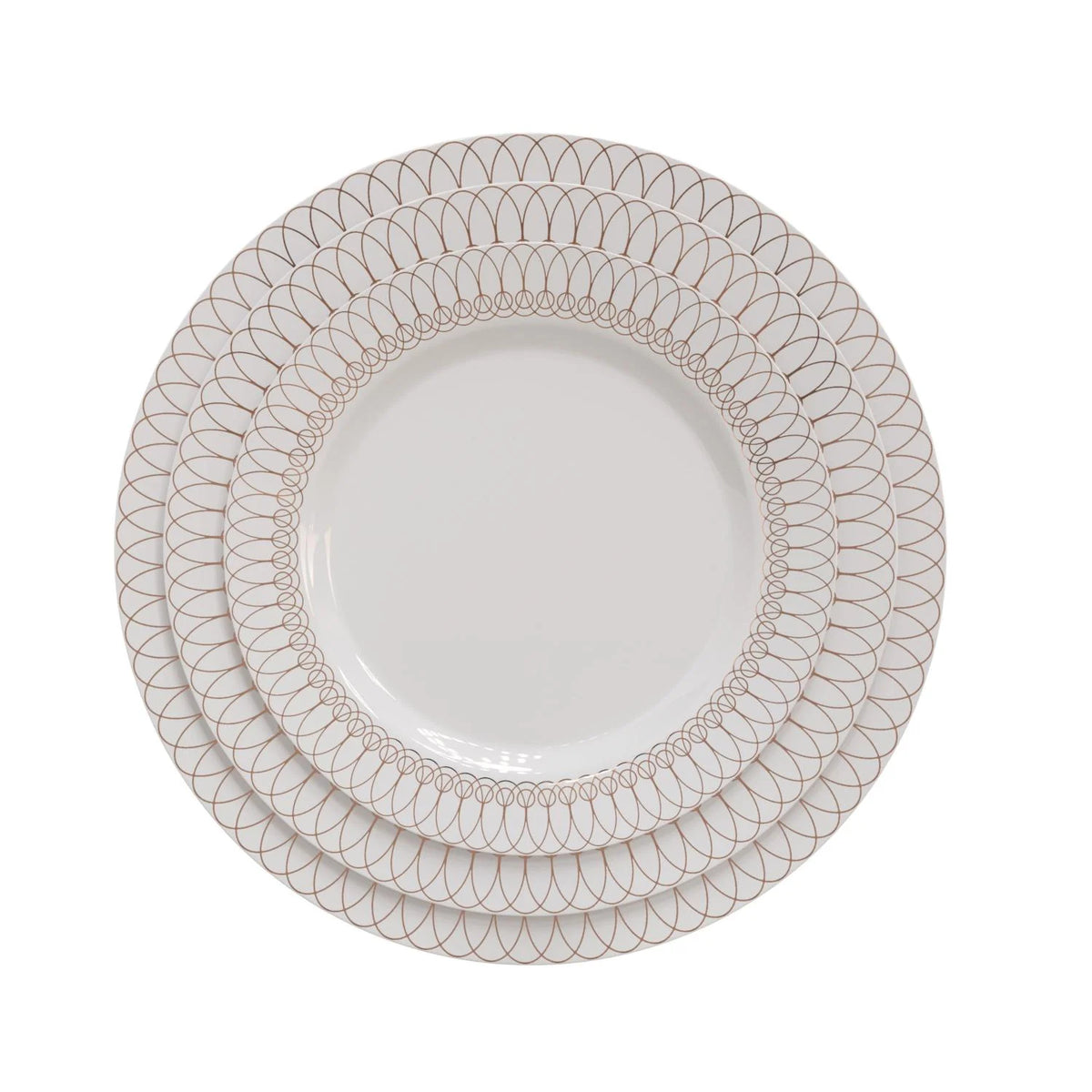 White/Rose Gold Ovals Design Dinnerware Set