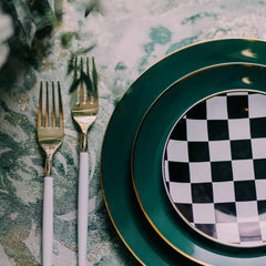 Disposable Green And Checkerboard Set