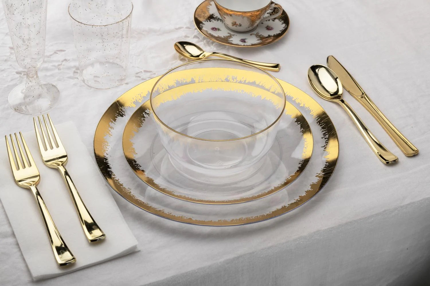 Disposable Gold Scratched Dinnerware