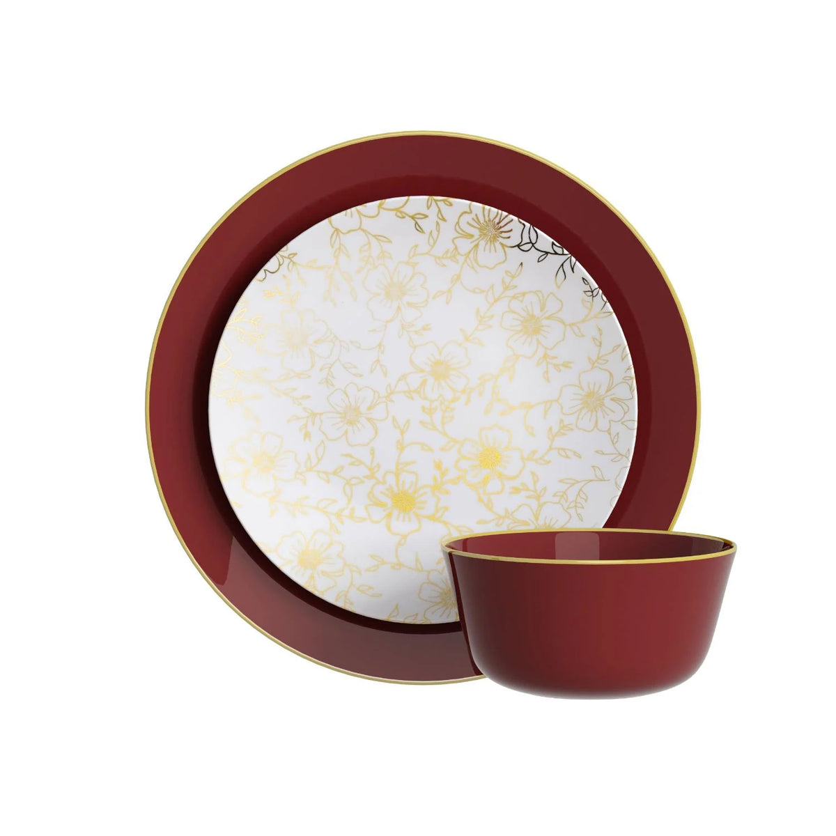 Disposable Burgundy And Versa Dinnerware Set