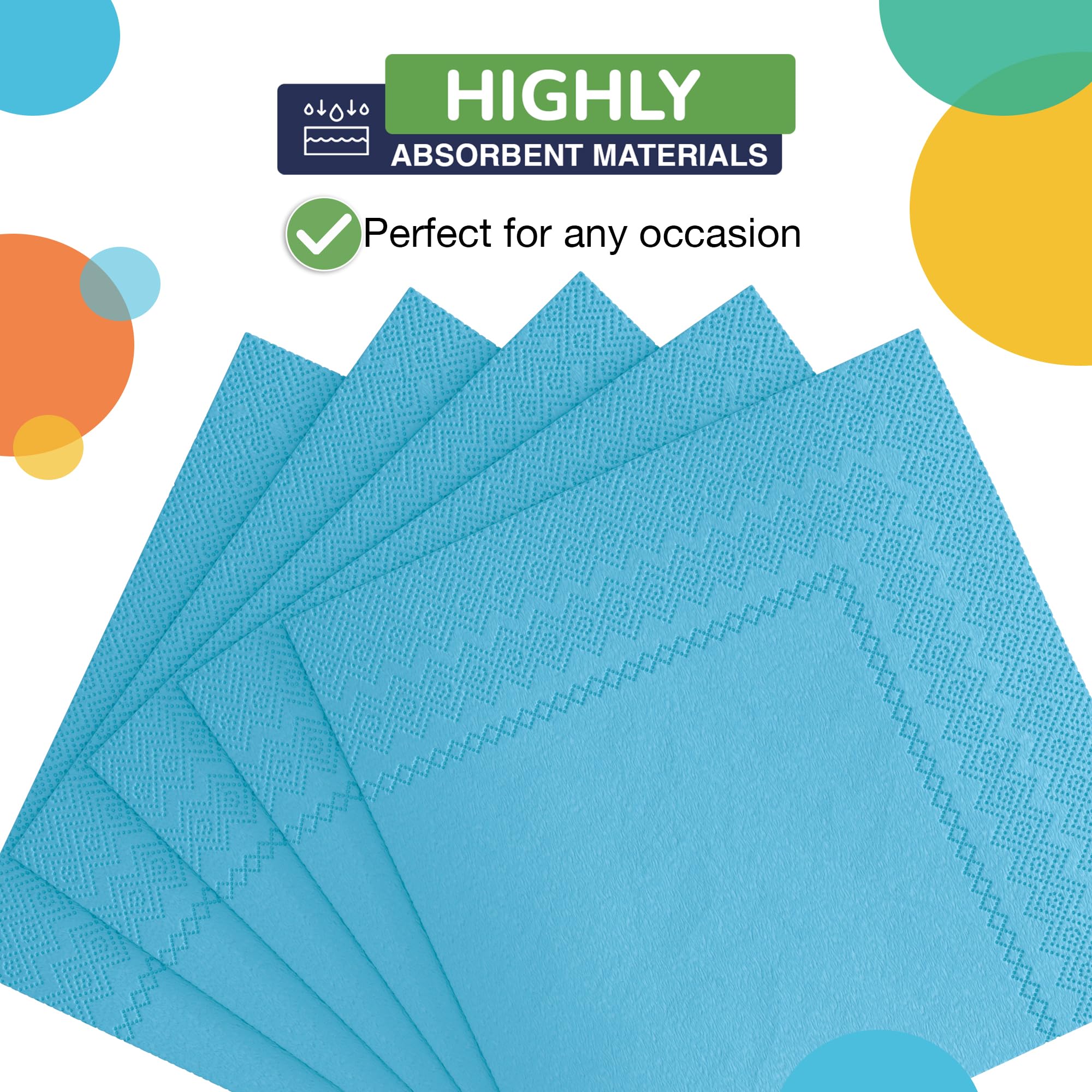 Turquoise Beverage Napkins | 100 Count